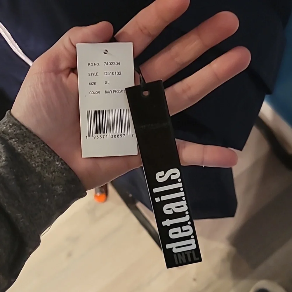 NWT INTL d.e.t.a.i.l.s Jacket Women's Rain Coat Hood Navy Peacoat Size XL - Picture 6 of 6